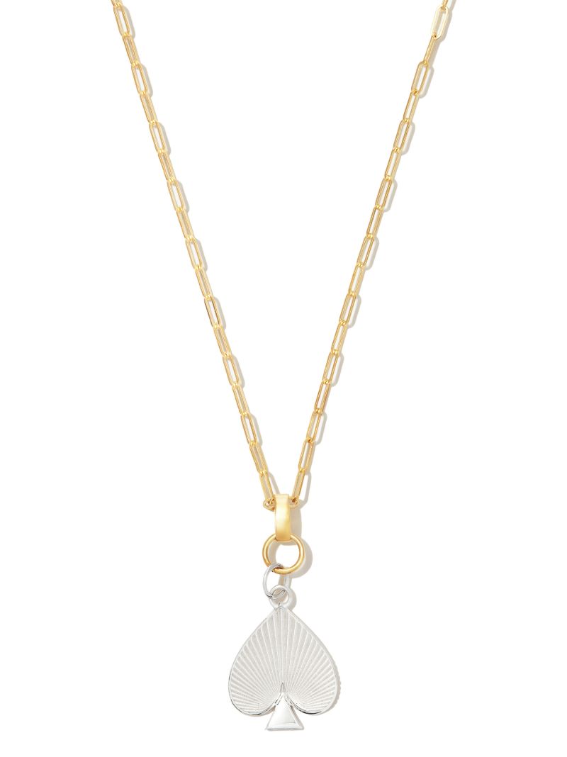 18k Yellow and White Gold Spade Pendant Necklace
