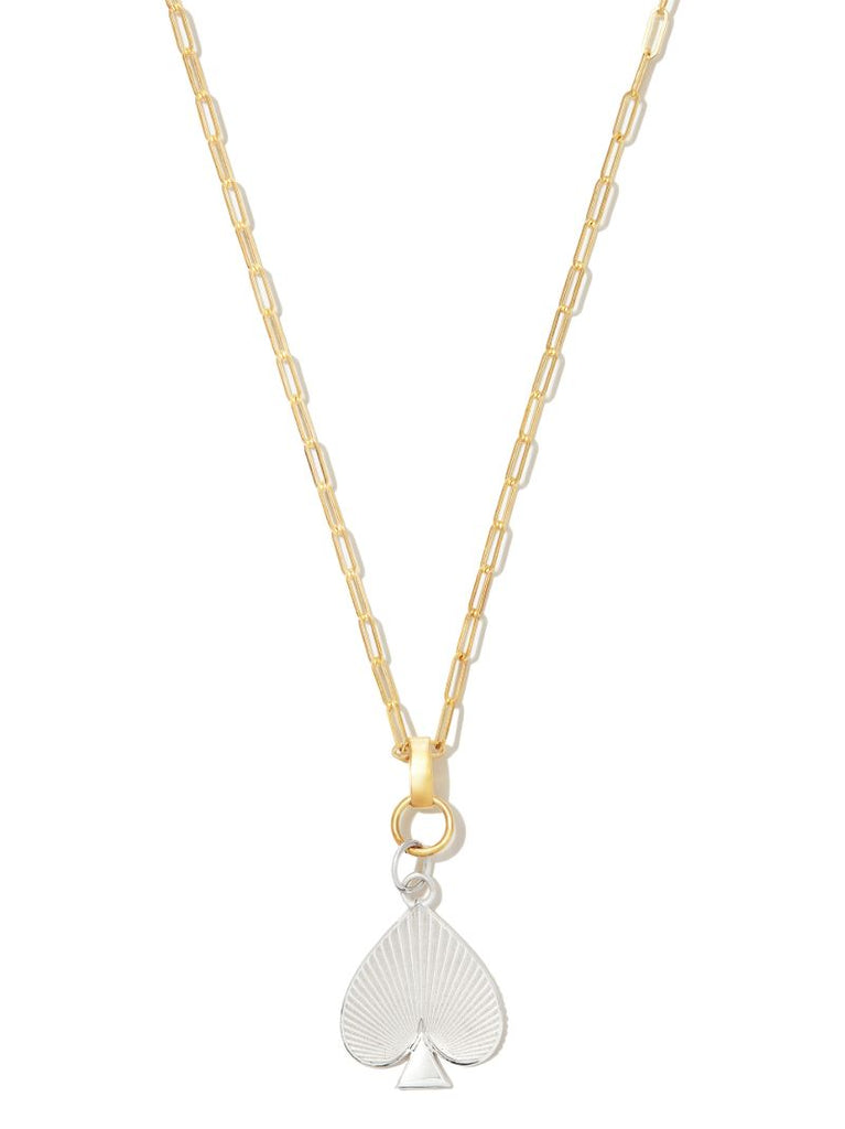 18k Yellow and White Gold Spade Pendant Necklace
