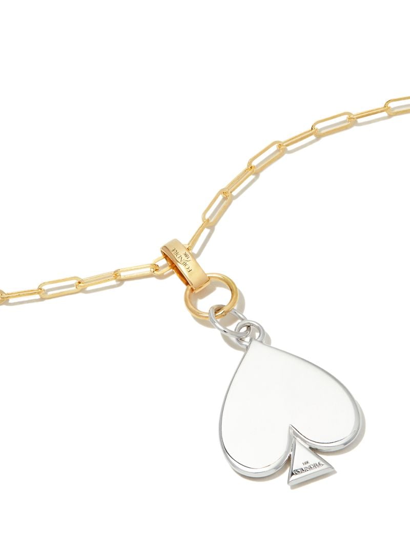 18k Yellow and White Gold Spade Pendant Necklace