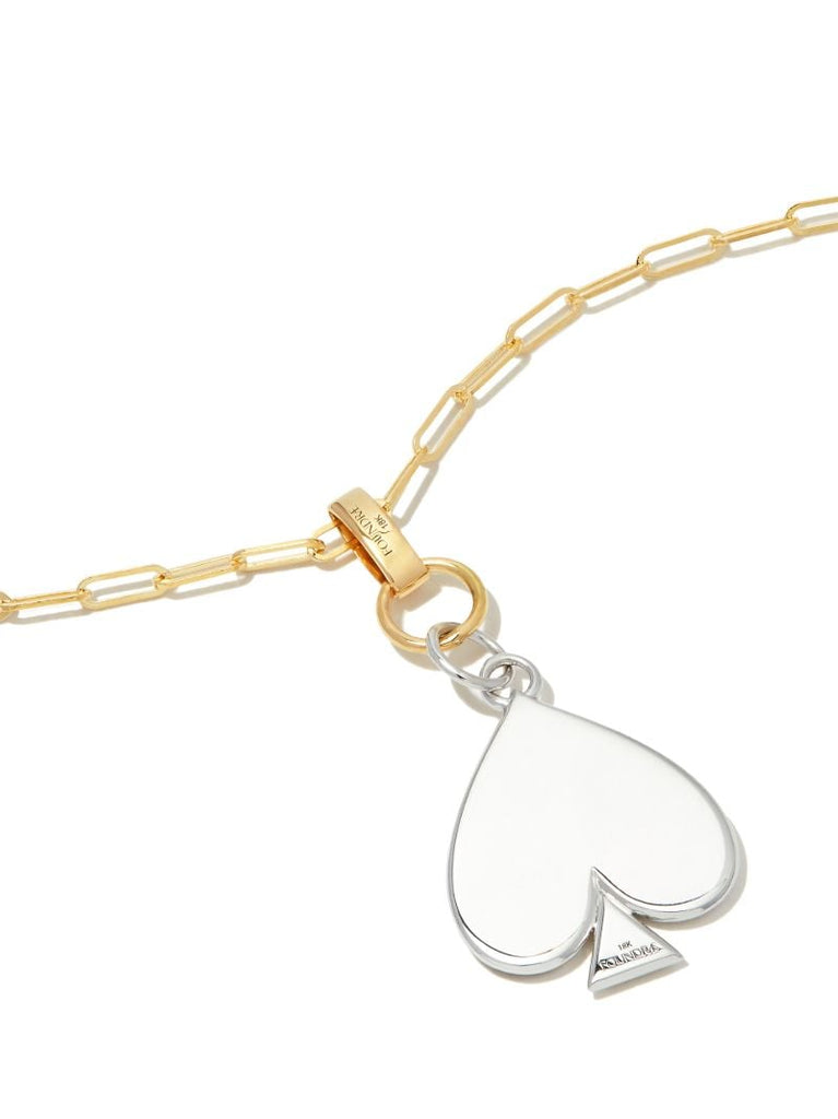 18k Yellow and White Gold Spade Pendant Necklace