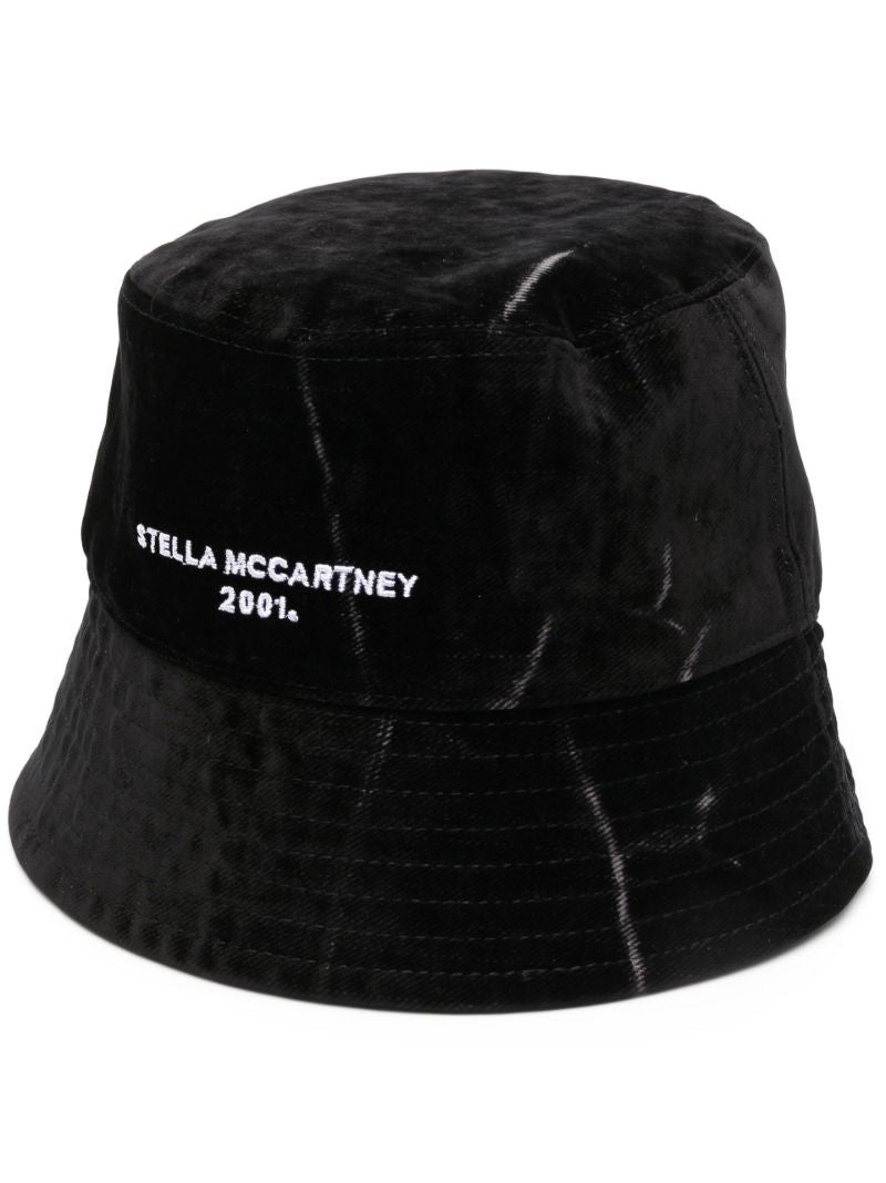 Black Embroidered Logo Bucket Hat