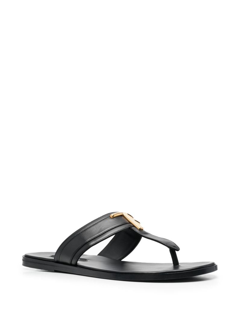 Black Brighton Logo Leather Sandals