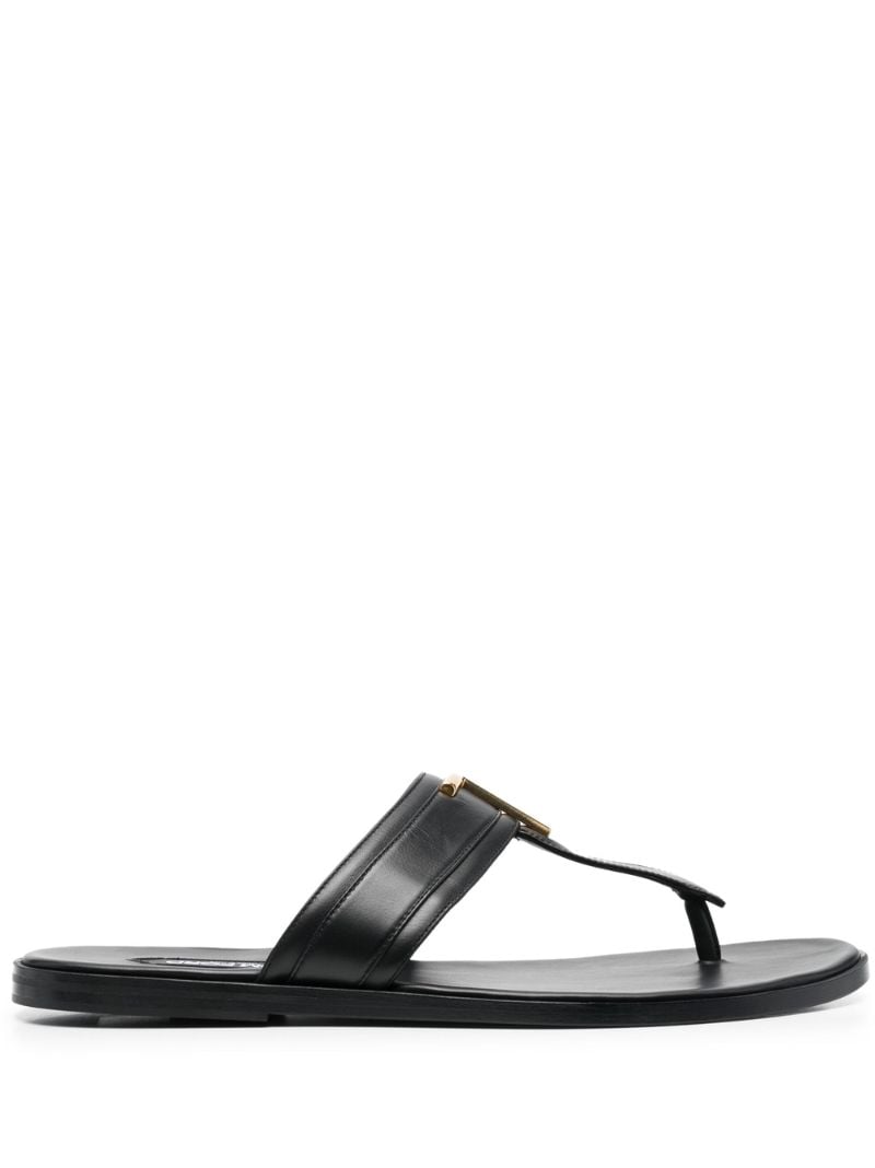 Black Brighton Logo Leather Sandals