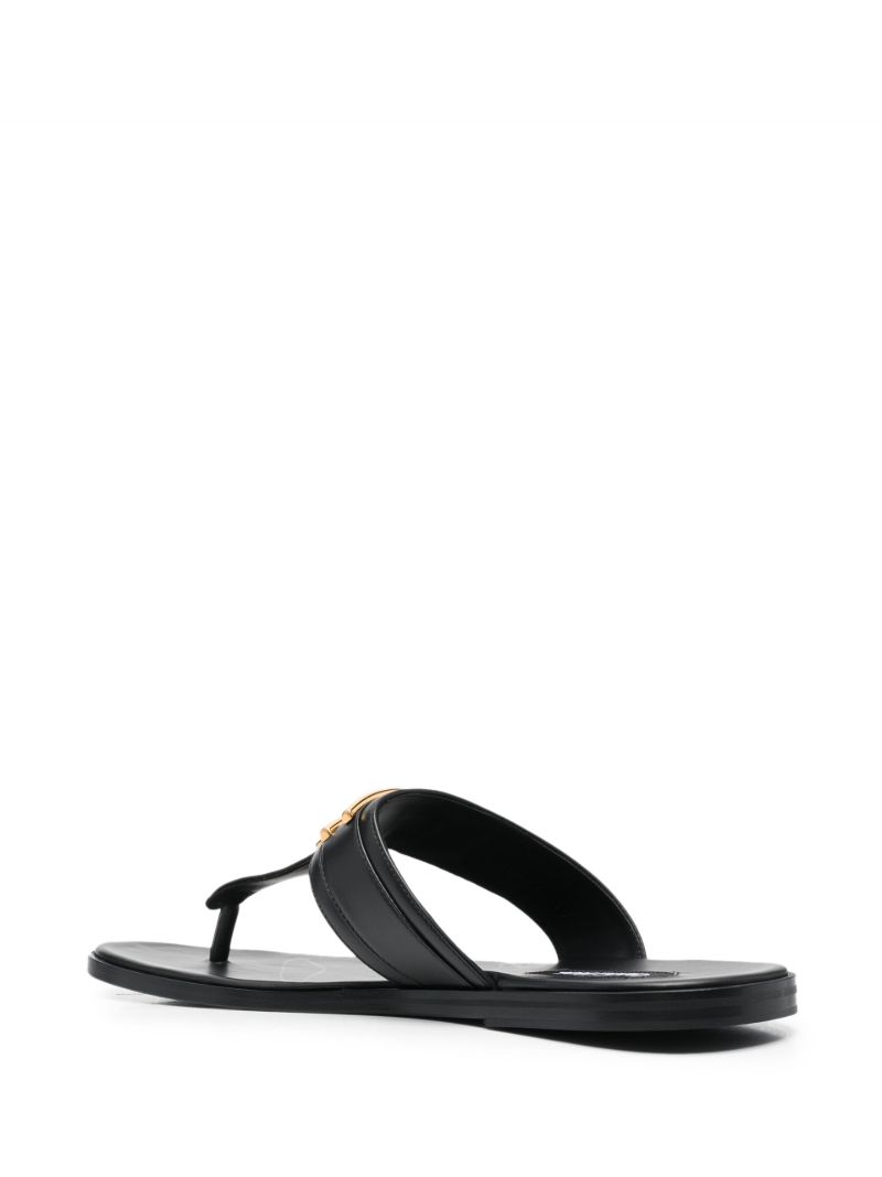 Black Brighton Logo Leather Sandals