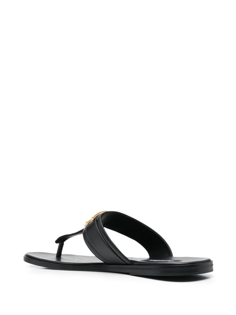 Black Brighton Logo Leather Sandals