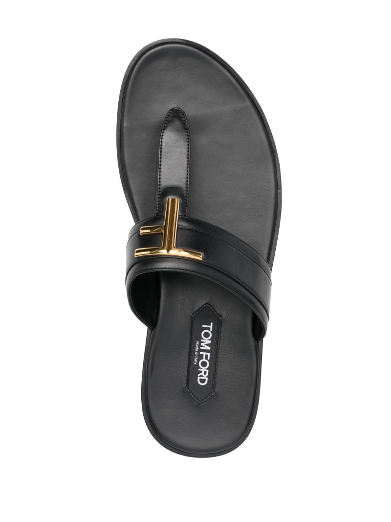Black Brighton Logo Leather Sandals