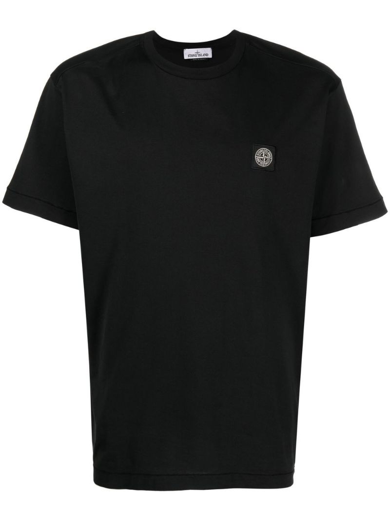 Black Logo Patch Cotton T-shirt