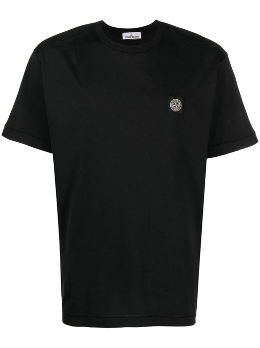 Black Logo Patch Cotton T-shirt