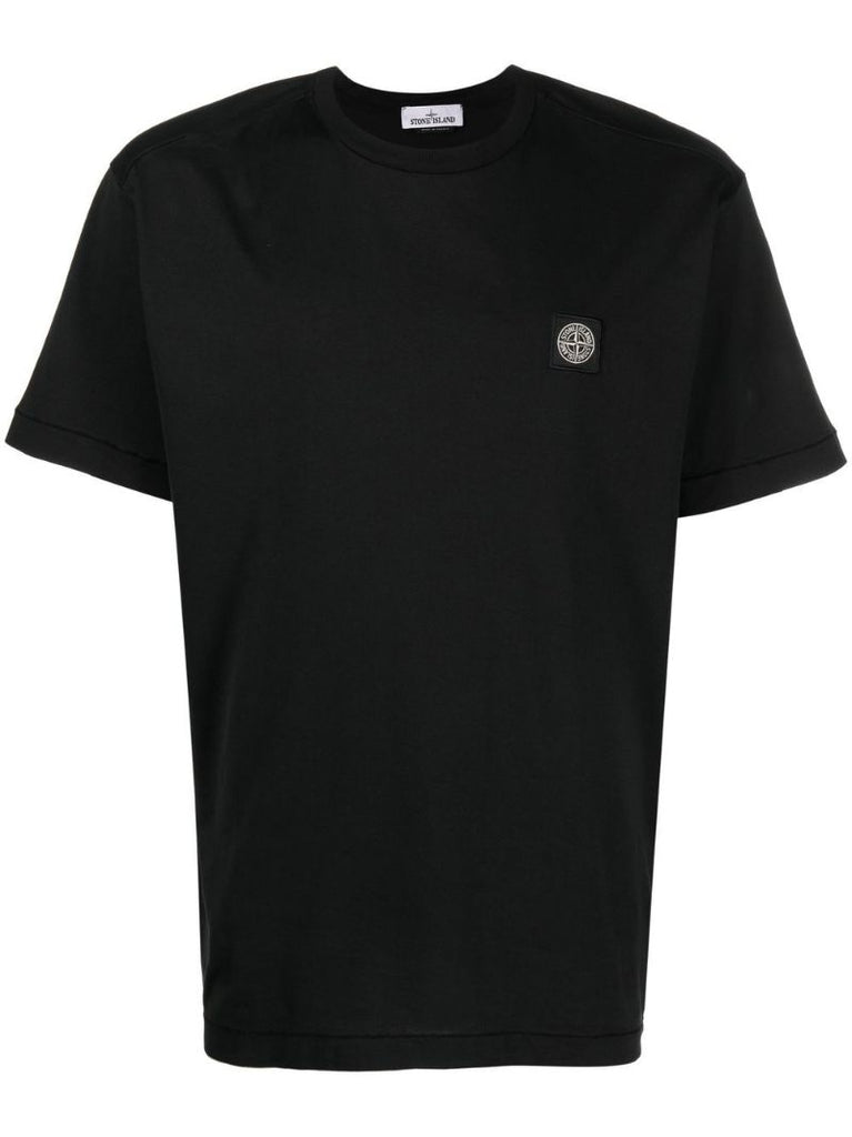 Black Logo Patch Cotton T-shirt