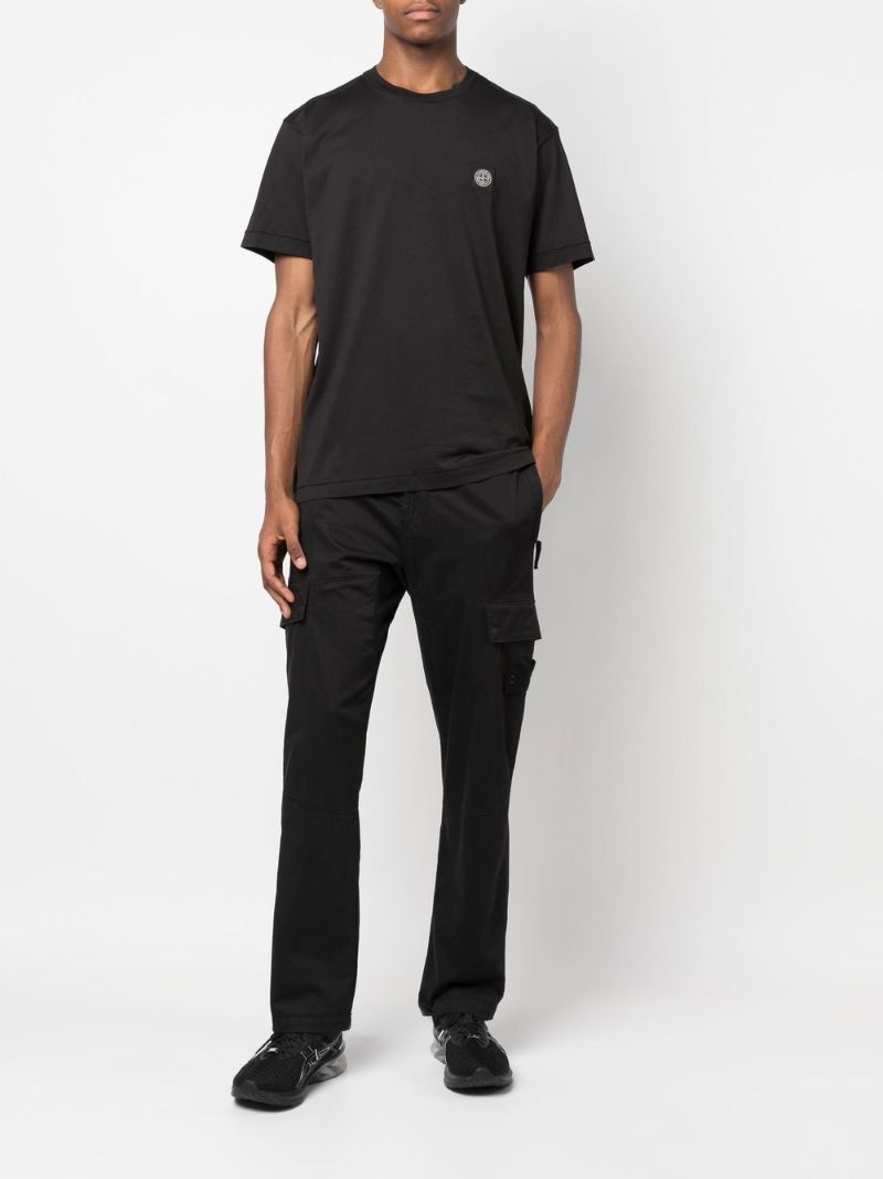 Black Logo Patch Cotton T-shirt
