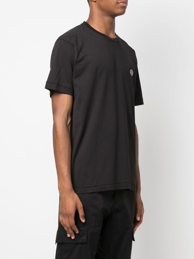 Black Logo Patch Cotton T-shirt