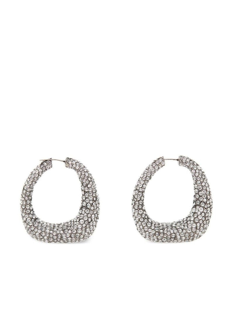Silver-tone Crystal Hoop Earrings