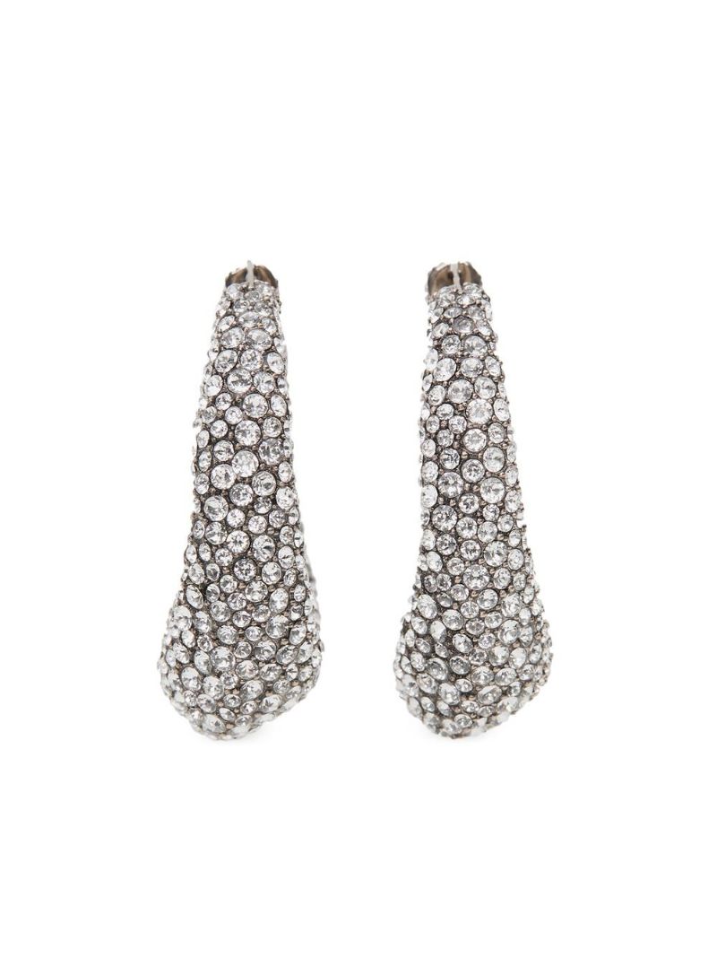 Silver-tone Crystal Hoop Earrings