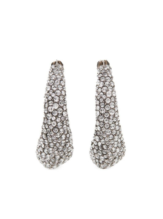 Silver-tone Crystal Hoop Earrings