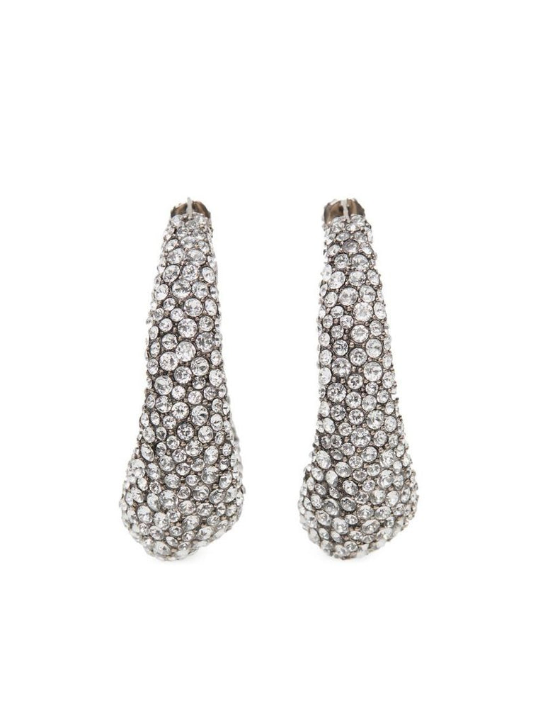 Silver-tone Crystal Hoop Earrings