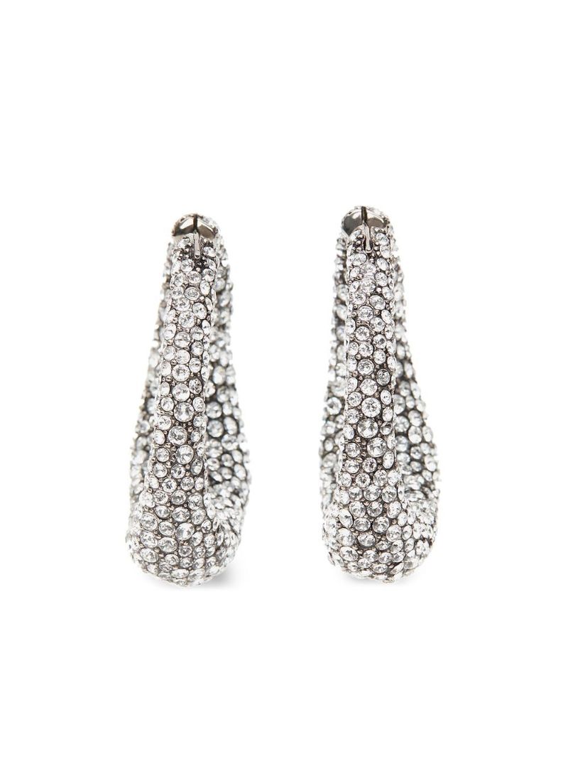 Silver-tone Crystal Hoop Earrings