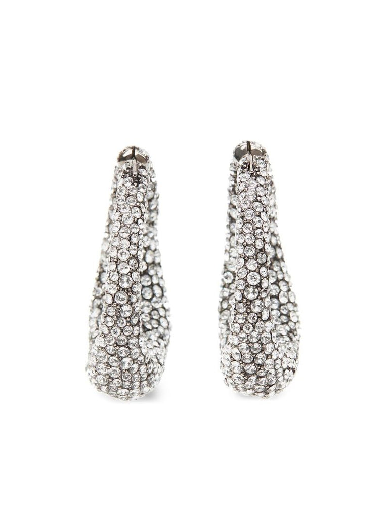 Silver-tone Crystal Hoop Earrings