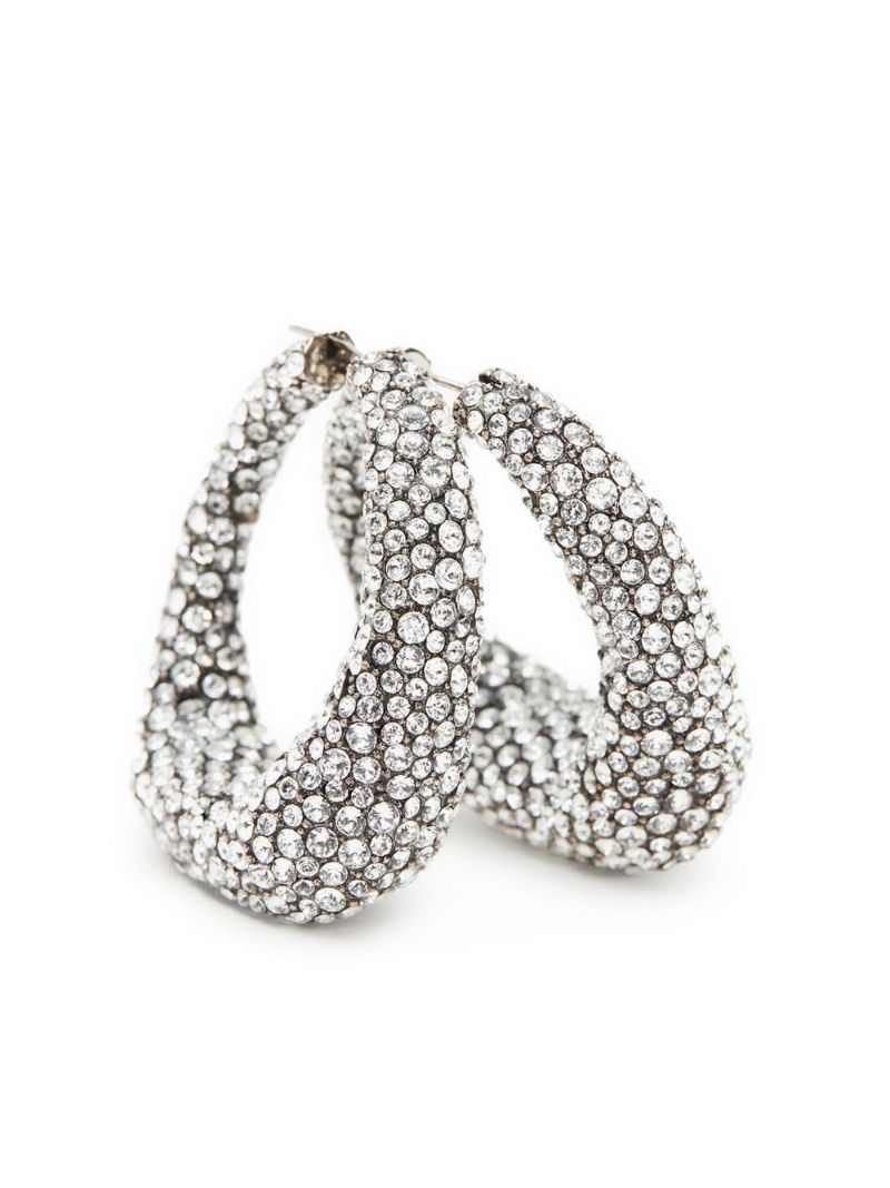 Silver-tone Crystal Hoop Earrings