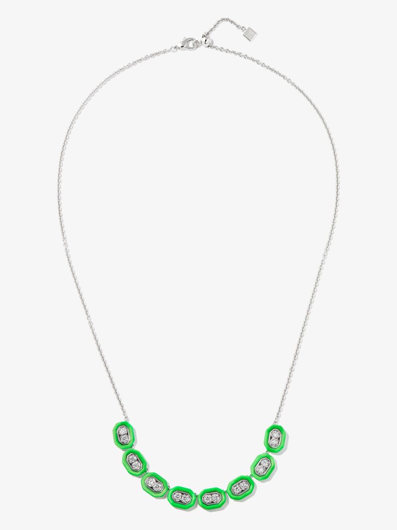 18k White Gold Diamond Enamel Necklace