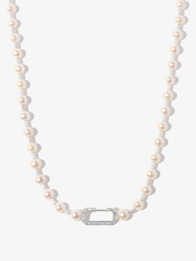18k White Gold Vita Pearl Diamond Necklace