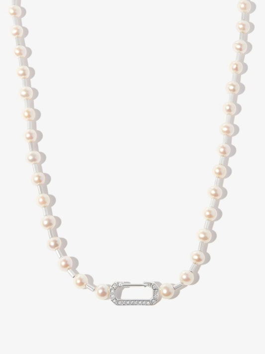 18k White Gold Vita Pearl Diamond Necklace