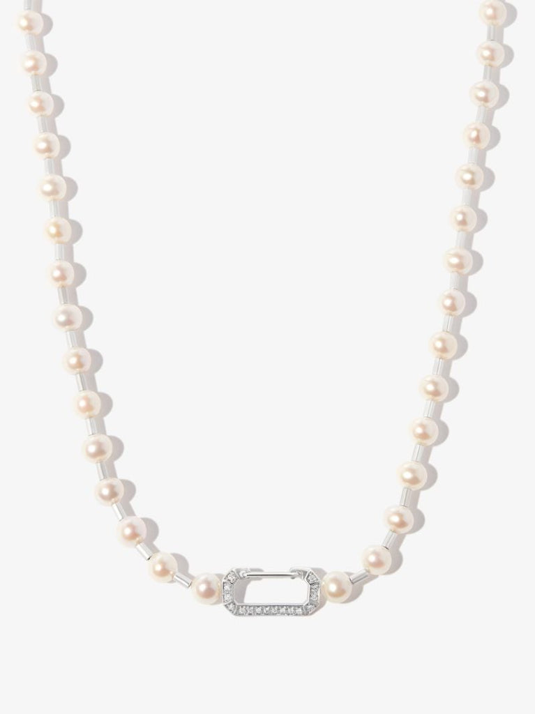 18k White Gold Vita Pearl Diamond Necklace