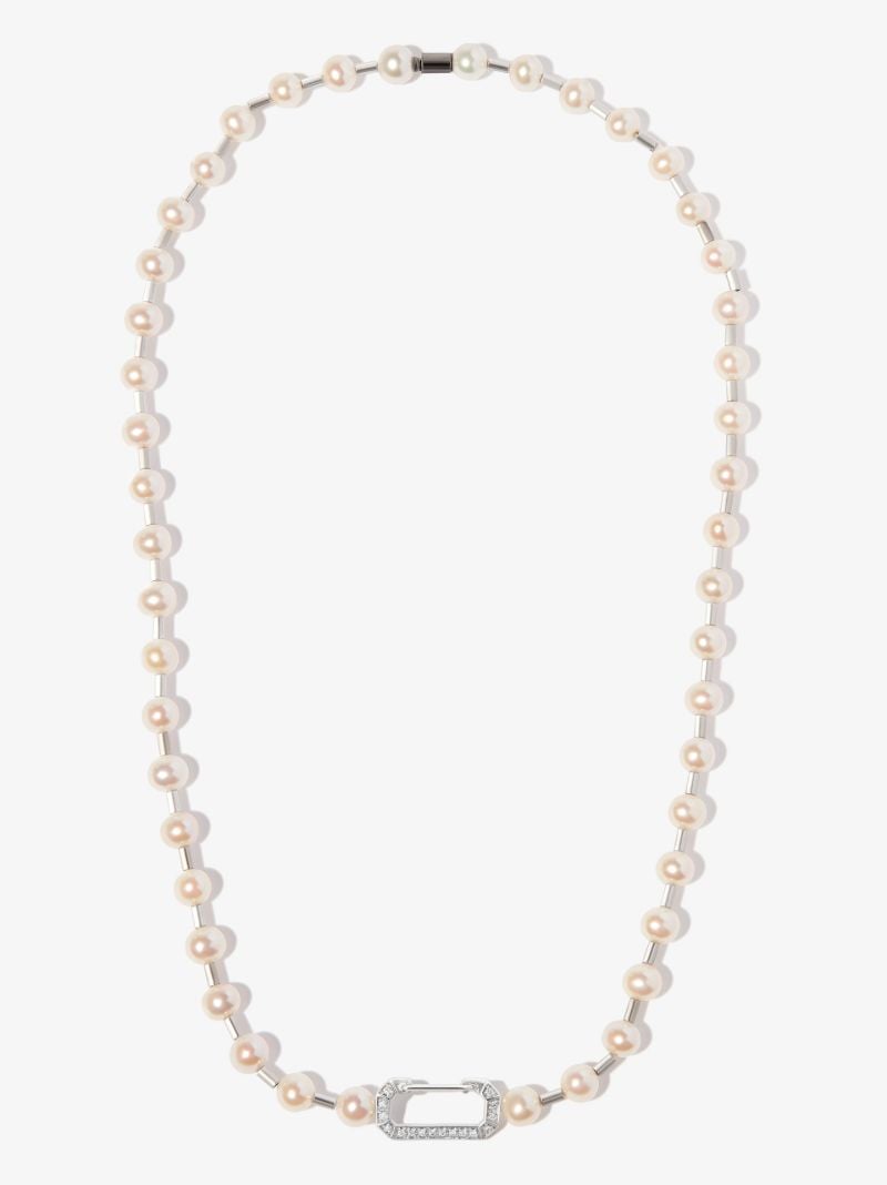 18k White Gold Vita Pearl Diamond Necklace