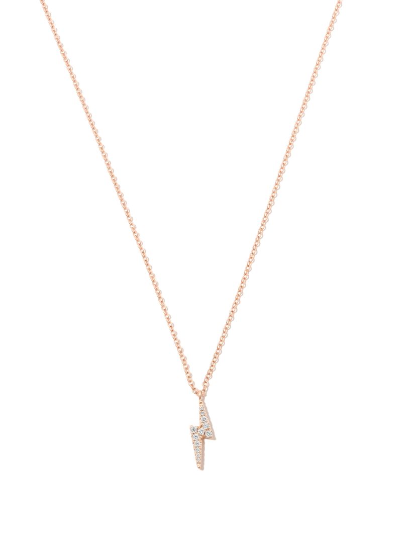 18k Rose Gold Diamond Lightning Pendant Necklace