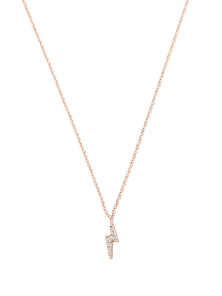 18k Rose Gold Diamond Lightning Pendant Necklace