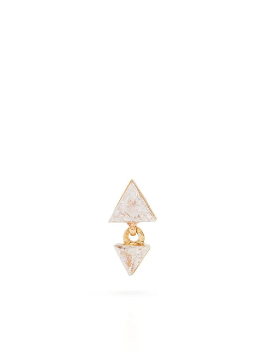 18k Yellow Gold Triangle Diamond Stud Earring
