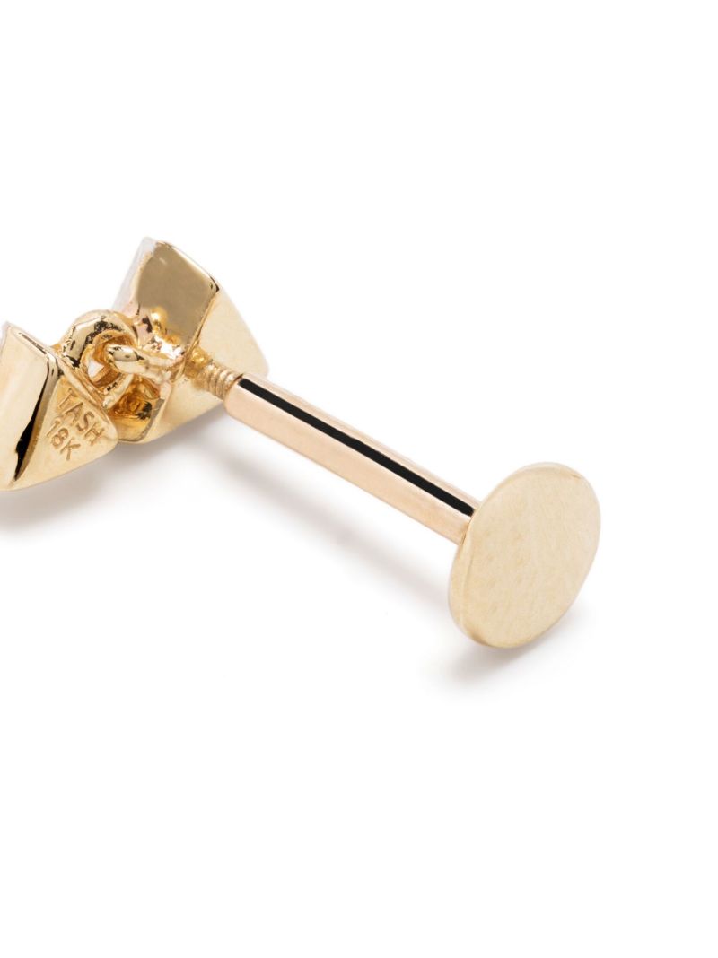 18k Yellow Gold Triangle Diamond Stud Earring