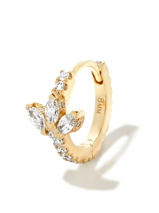 18k Yellow Gold Diamond Lotus Eternity Hoop Earring