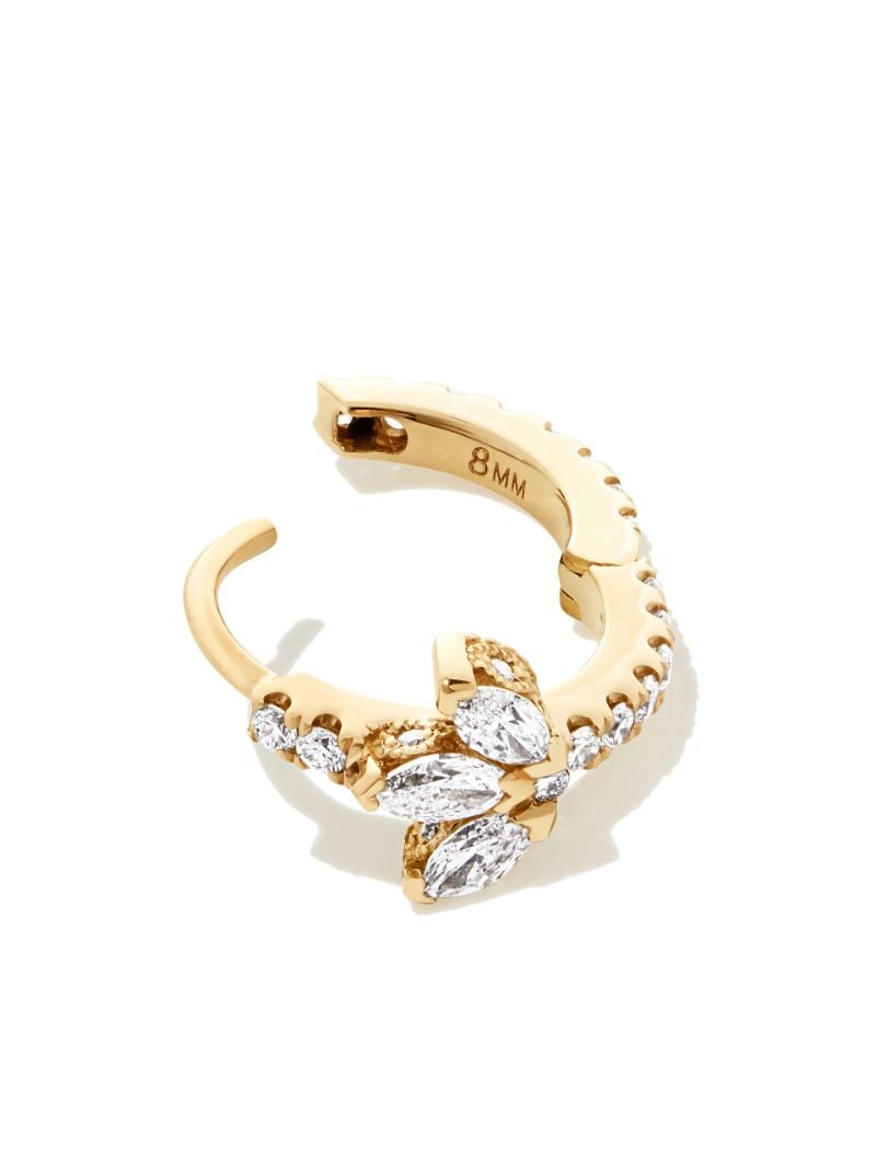 18k Yellow Gold Diamond Lotus Eternity Hoop Earring