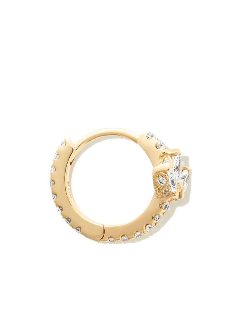 18k Yellow Gold Diamond Lotus Eternity Hoop Earring