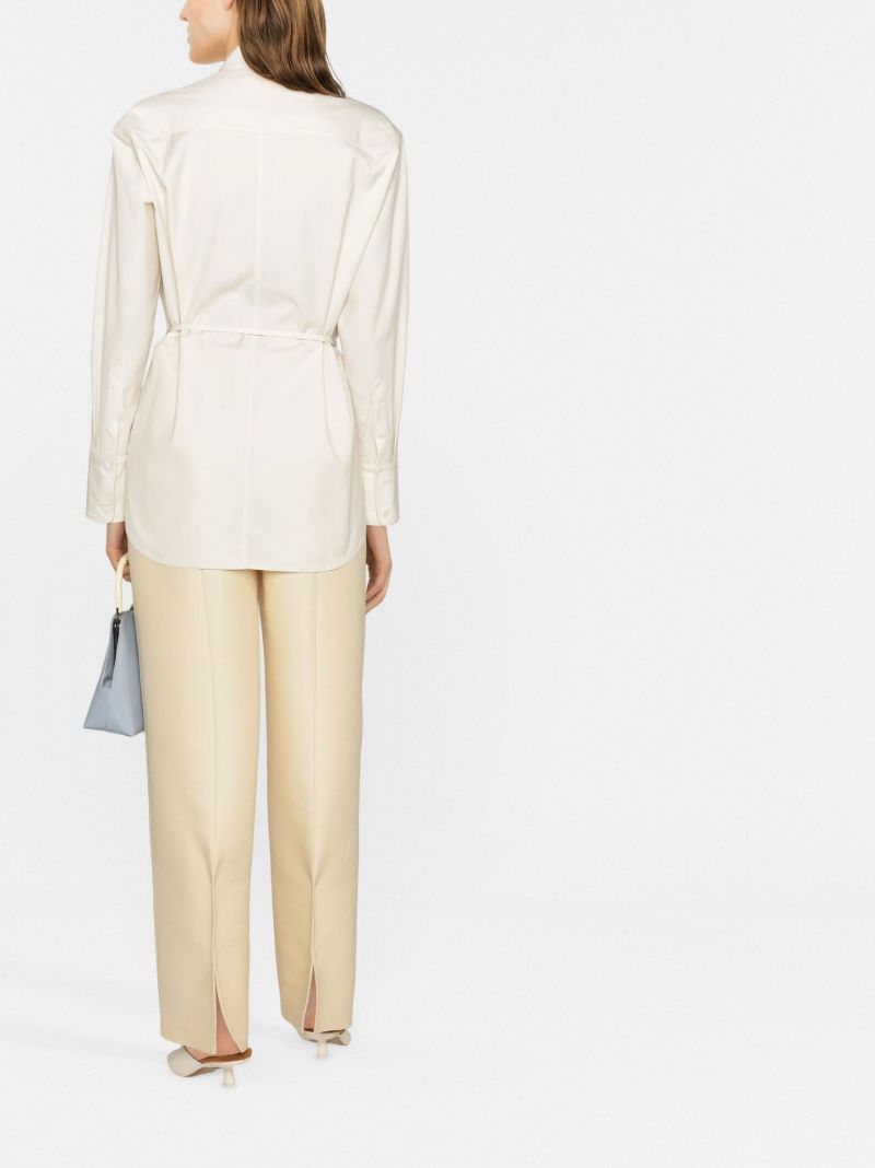 Neutral Long Sleeve Belted Shirt
