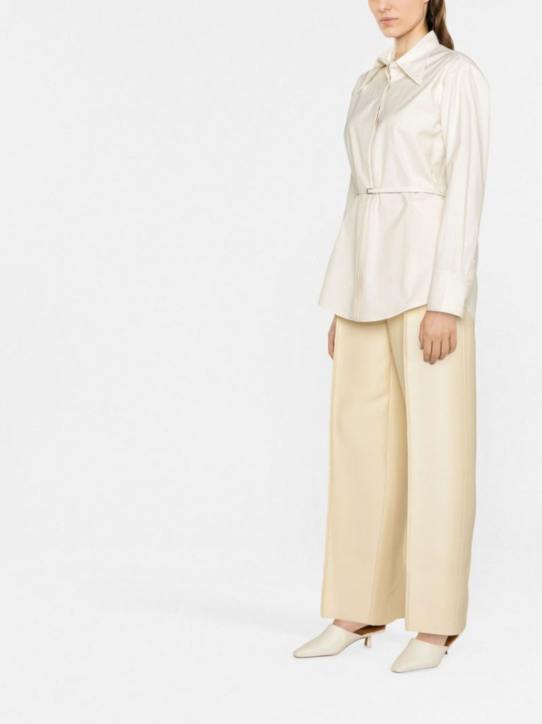 Neutral Long Sleeve Belted Shirt