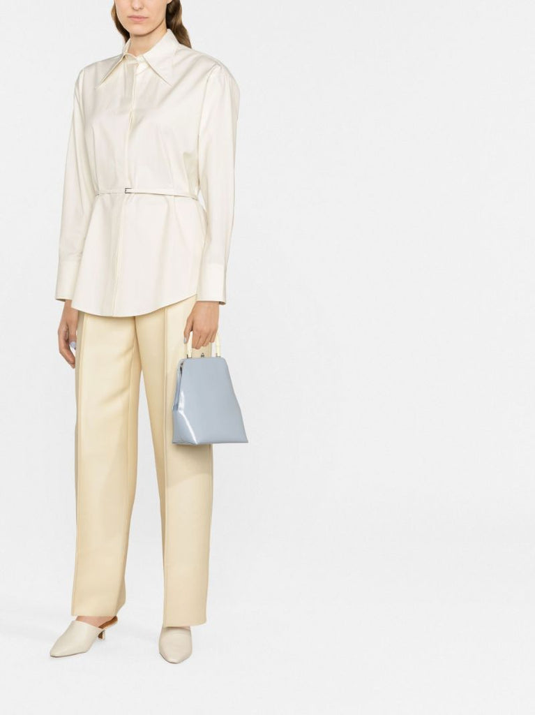 Neutral Long Sleeve Belted Shirt