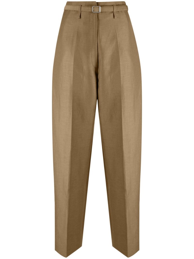 Brown Belted High-waisted Trousers