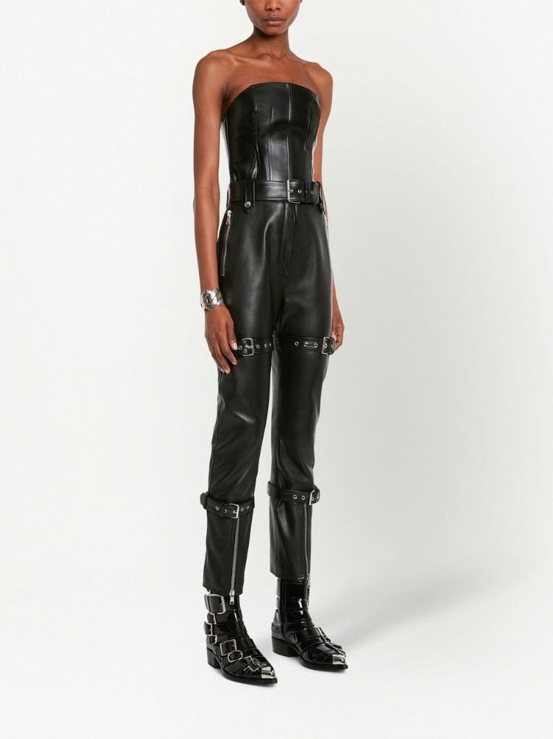 Black Strapless Leather Bustier Top