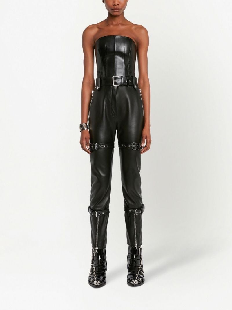 Black Strapless Leather Bustier Top