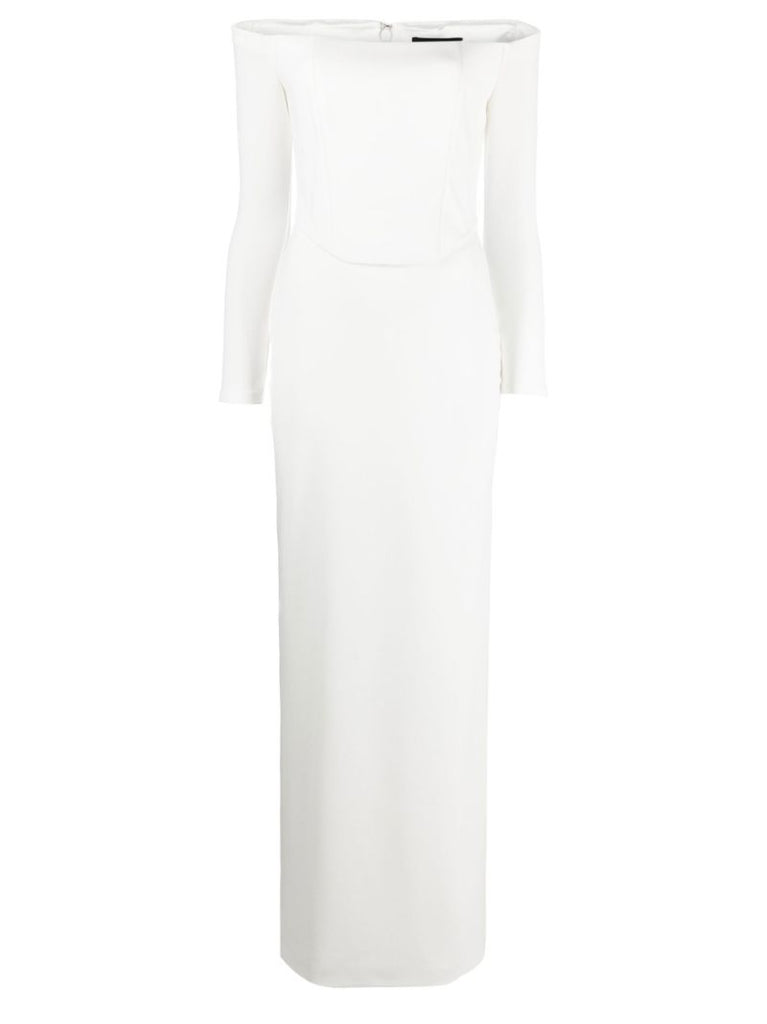White Kae Off-shoulder Evening Gown