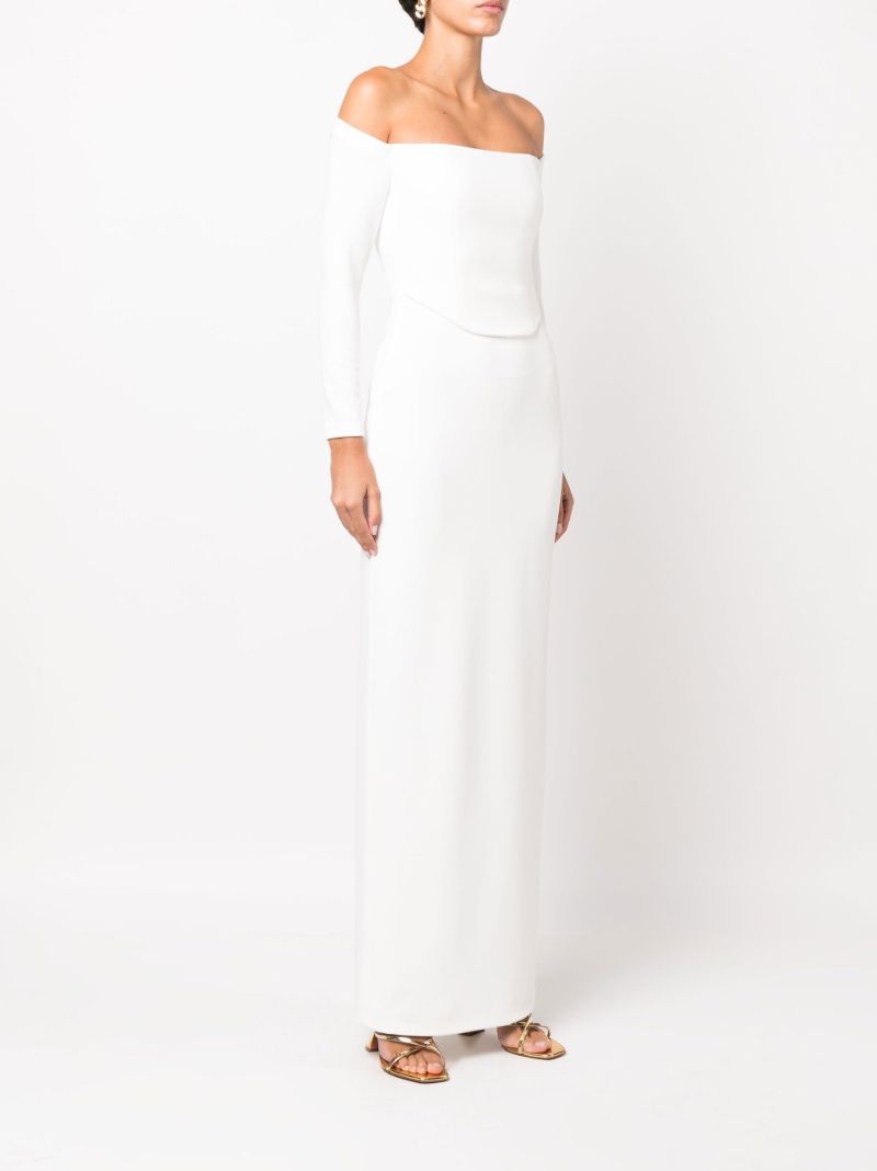 White Kae Off-shoulder Evening Gown