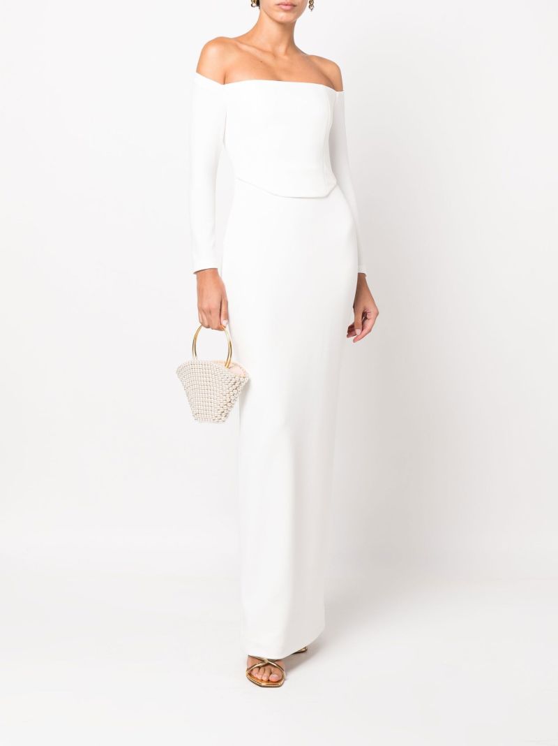 White Kae Off-shoulder Evening Gown