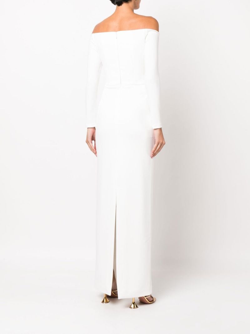 White Kae Off-shoulder Evening Gown