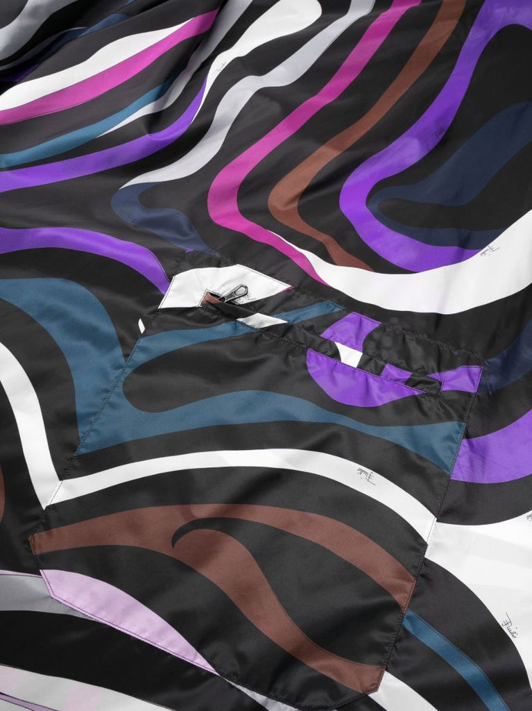 Purple Swirl Print Nylon Raincoat