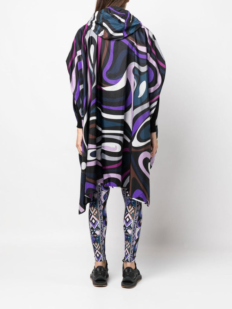 Purple Swirl Print Nylon Raincoat