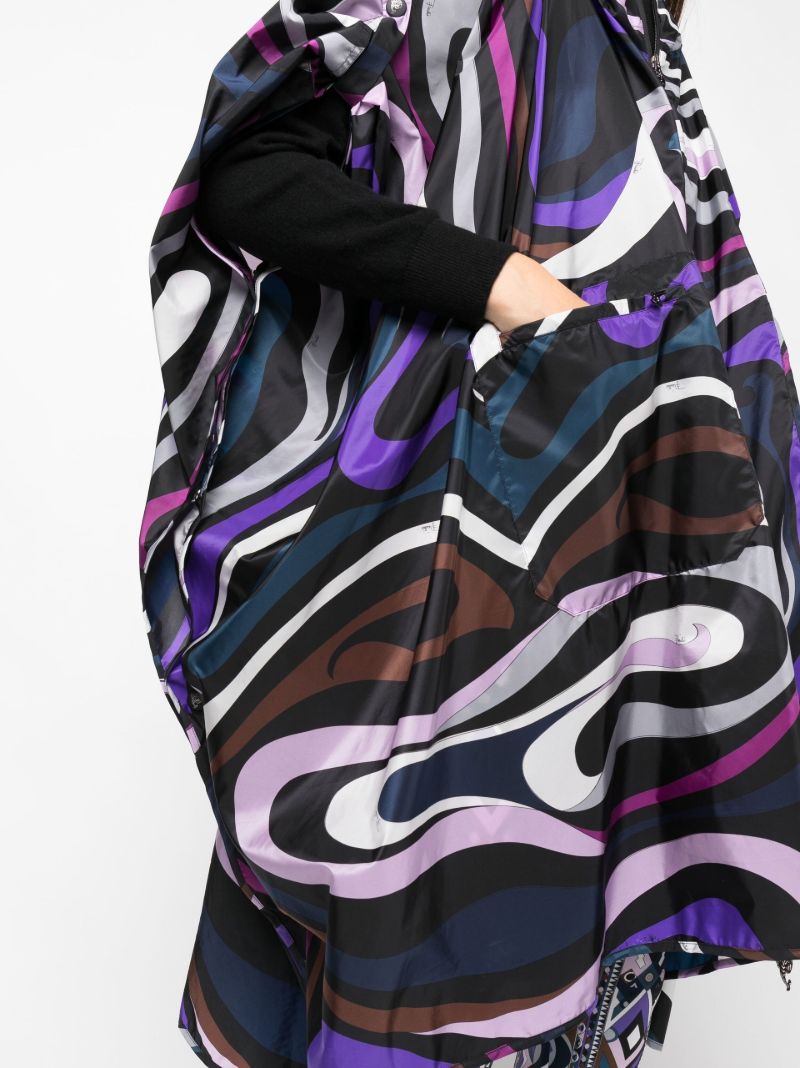 Purple Swirl Print Nylon Raincoat