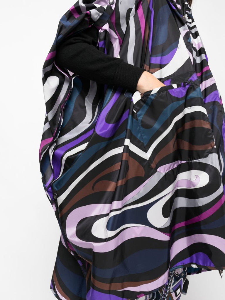 Purple Swirl Print Nylon Raincoat
