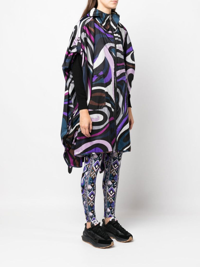 Purple Swirl Print Nylon Raincoat