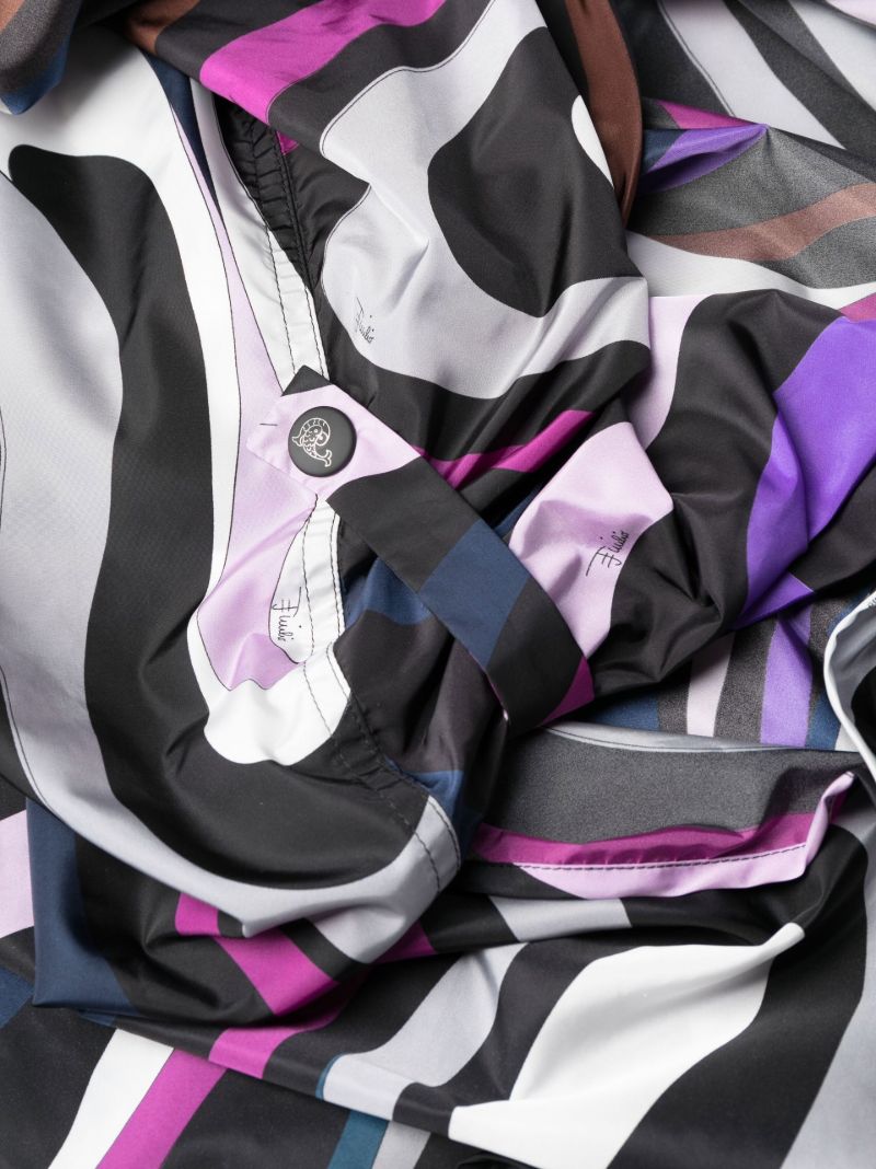 Purple Swirl Print Nylon Raincoat